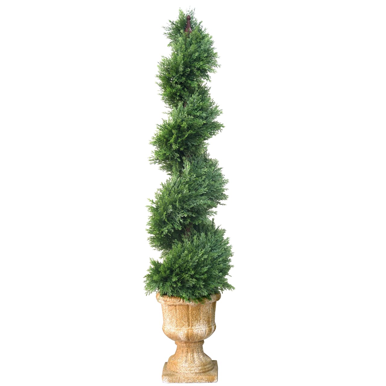 54&#x22; Juniper Slim Spiral Tree with Decorative Urn